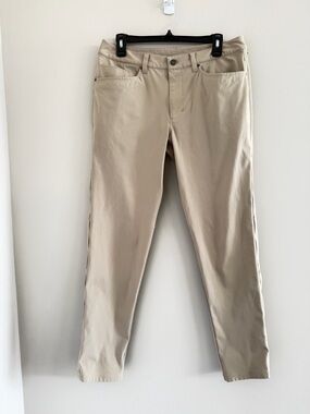 Lululemon Mens ABC Pants Size 32 Beige Khaki Stretch Slim Fit Tech Workwear Golf